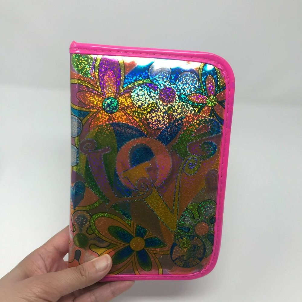 Vtg Vintage 1990s Lisa Frank Shimmery Holographic Flower Power Zip Planner